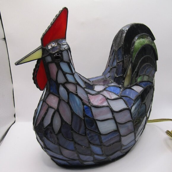 Stained Glass Rooster Hen Table Lamp - Picture 2 of 12
